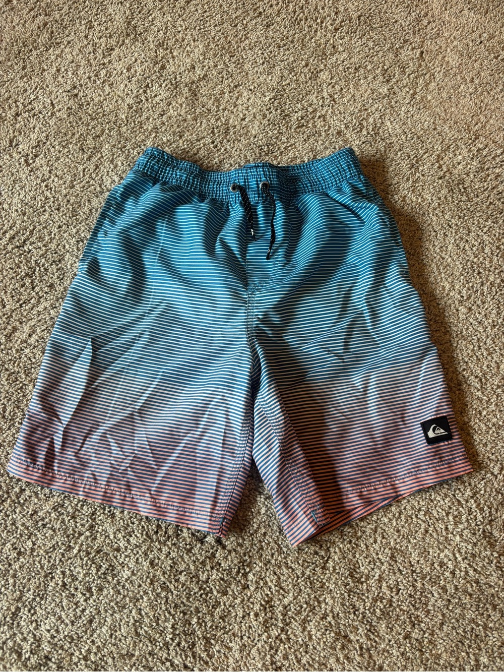 Quiksilver Blue Plaid Elastic Waist Swim Shorts Boys M